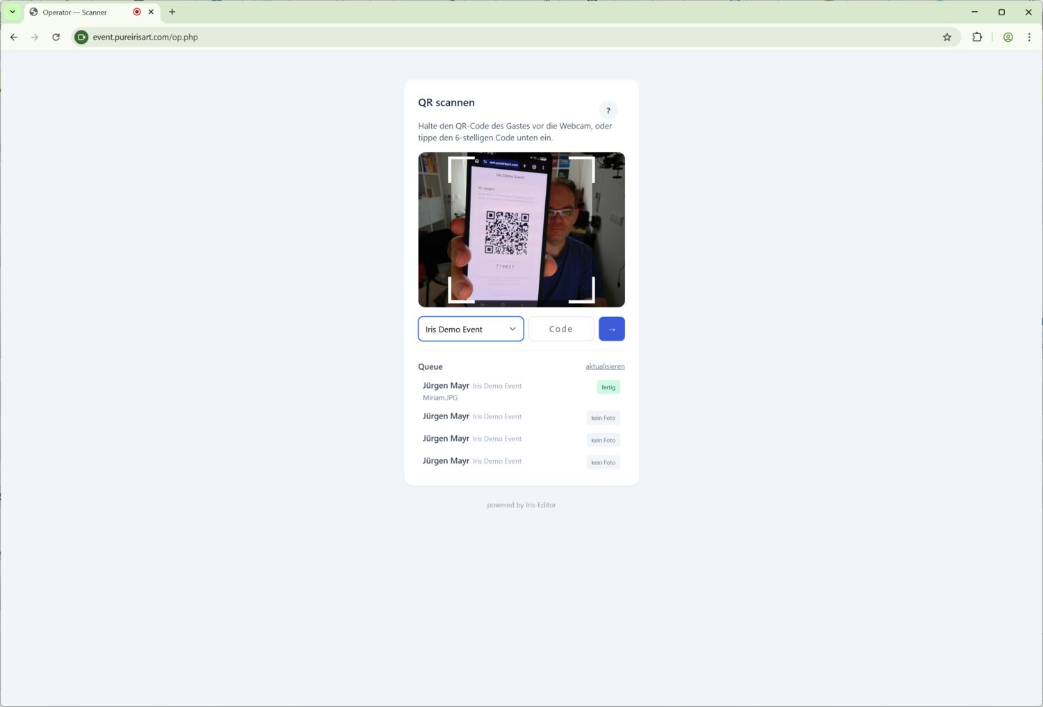 Operator-Surface Scanner-Modus mit Queue